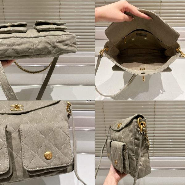 CHANEL LARGE SUPPLE TWINS HOBO BAG BLUE DENIM 28CM