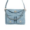 CHANEL LARGE SUPPLE TWINS HOBO BAG BLUE DENIM 28CM