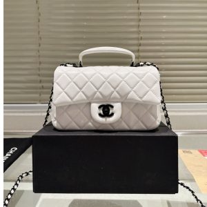 CHANEL VINTAGE SMALL CLASSIC FLAP BAG WHITE 20CM