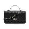 CHANEL SMALL FLAP BAG WITH TOP HANDLE SILVER TONE METAL BLACK 19CM AS5555 B20557 94305
