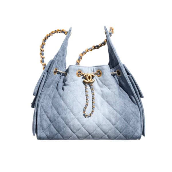 CHANEL 25 SMALL HANDBAG DENIM BLUE 35CM AS5293 B20603 U0475