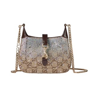 GUCCI JACKIE NOTTE MINI BAG BEIGE AND DARK BROWN 19CM 782889 FAD1Z 2541