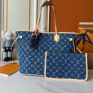 LOUIS VUITTON NEVERFULL MM BAG DENIM BLUE 32CM M13192