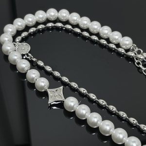 LOUIS VUITTON PEARLS FUSION NECKLACE SILVER M01781