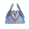 CHANEL 25 SMALL HANDBAG WASHED DENIM BLUE 25CM AS5293 B20603 U0475