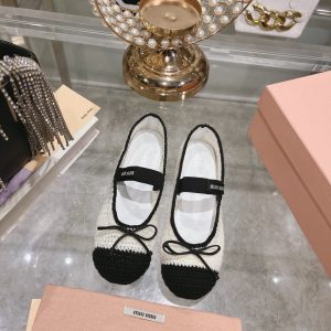 MIUMIU CROCHET KNIT BALLERINA SHOES WHITE 5F138E 2CQ2 F0C56 F 005