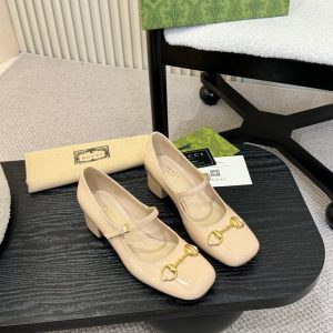 GUCCI WOMEN MID HEEL SLINGBACK WITH HORSEBIT BEIGE 94855 C9D00 6705