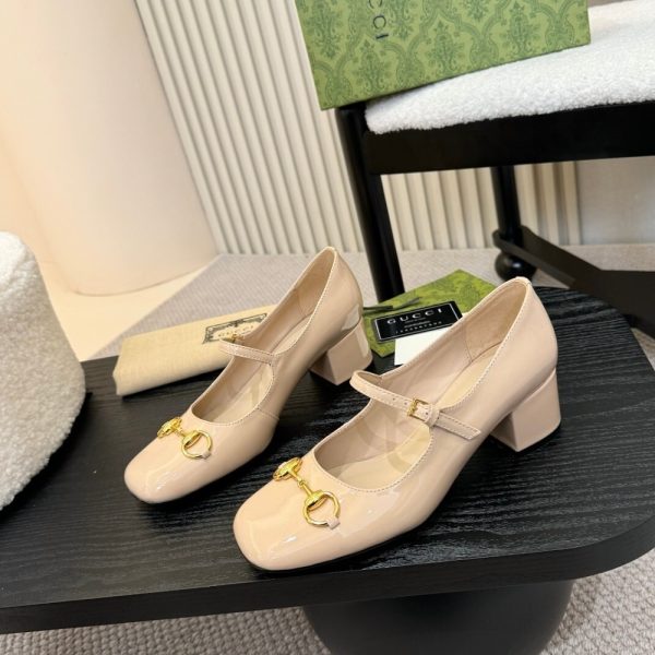 GUCCI WOMEN MID HEEL SLINGBACK WITH HORSEBIT BEIGE 94855 C9D00 6705