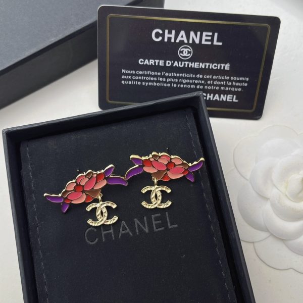 CHANEL PENDANT EARRINGS GOLD AND MULTICOLOUR ABF933 B21129 U2138