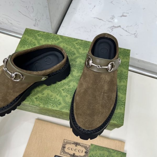 GUCCI WOMEN MULE WITH HORSEBIT DARK GREEN ‎835829 AAE3R 3037