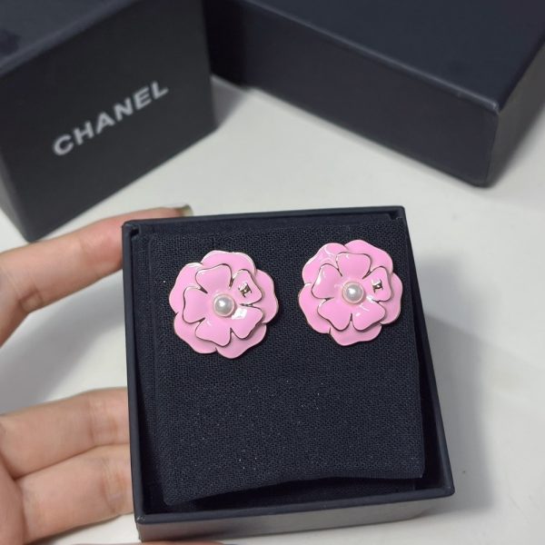 CHANEL CAMELLIA EARRINGS PINK ABG218 B21624 U3368