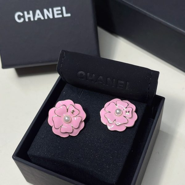 CHANEL CAMELLIA EARRINGS PINK ABG218 B21624 U3368