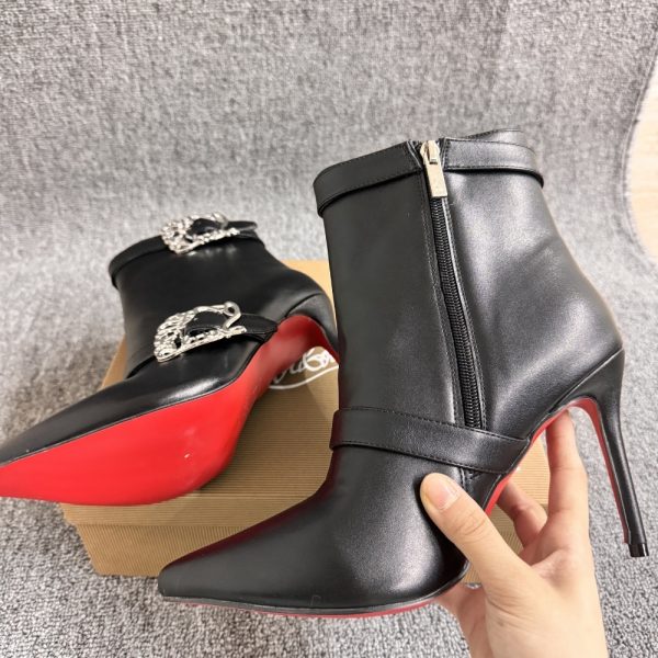 CHRISTIAN LOUBOUTIN GIDDYLINA 100 LEATHER ANKLE BOOTS BLACK P00992472
