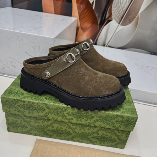 GUCCI WOMEN MULE WITH HORSEBIT DARK GREEN ‎835829 AAE3R 3037