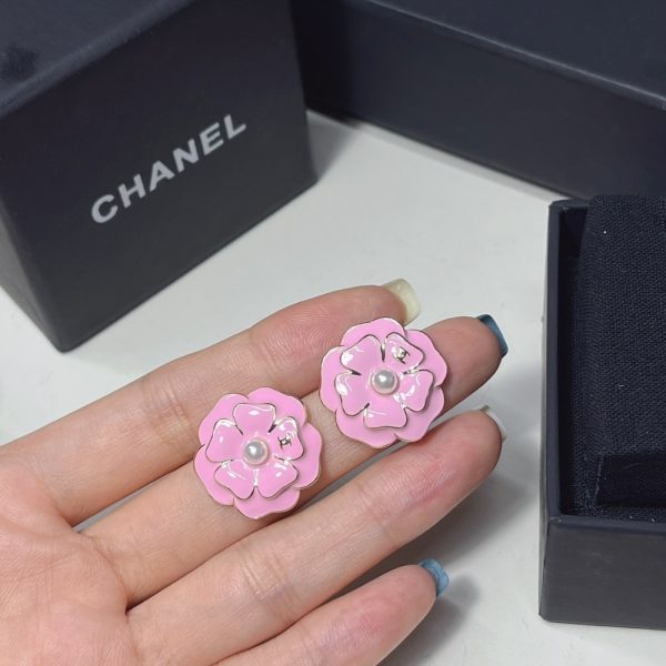 CHANEL CAMELLIA EARRINGS PINK ABG218 B21624 U3368