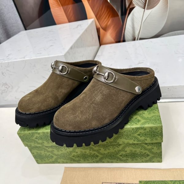 GUCCI WOMEN MULE WITH HORSEBIT DARK GREEN ‎835829 AAE3R 3037
