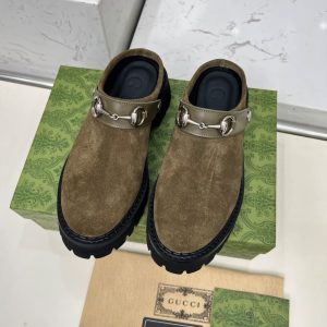 GUCCI WOMEN MULE WITH HORSEBIT DARK GREEN ‎835829 AAE3R 3037