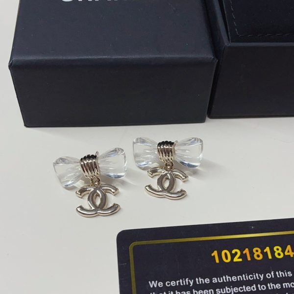 CHANEL D25 CC BOW EARRINGS GOLD METAL ABF537 B19997 NAFVG