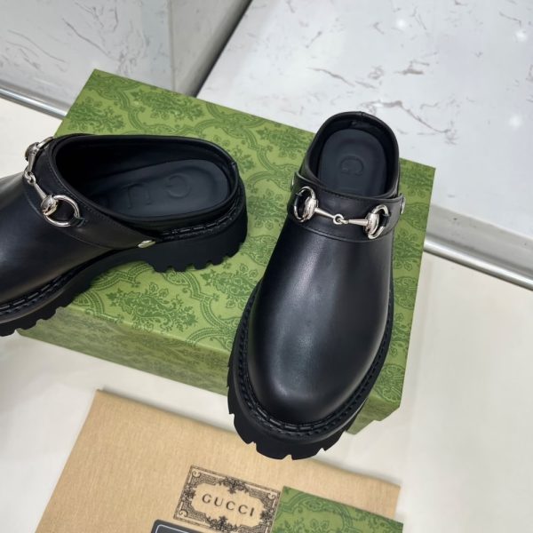 GUCCI WOMEN MULE WITH HORSEBIT BLACK LEATHER ‎835829 AADCW 1000