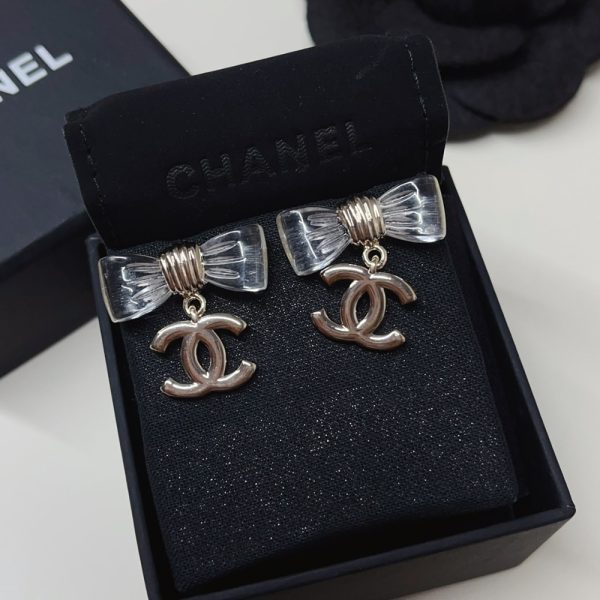 CHANEL D25 CC BOW EARRINGS GOLD METAL ABF537 B19997 NAFVG