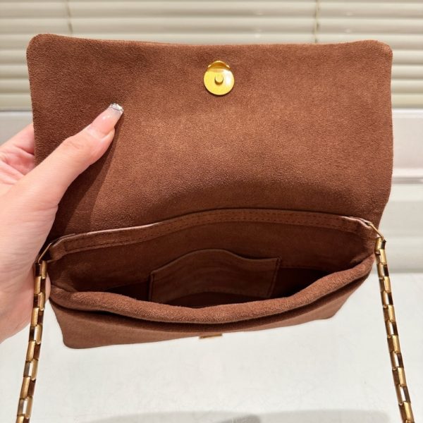 SAINT LAURENT REVERSIBLE KATE MEDIUM IN SUEDE BROWN 22CM 5538041S78W7761