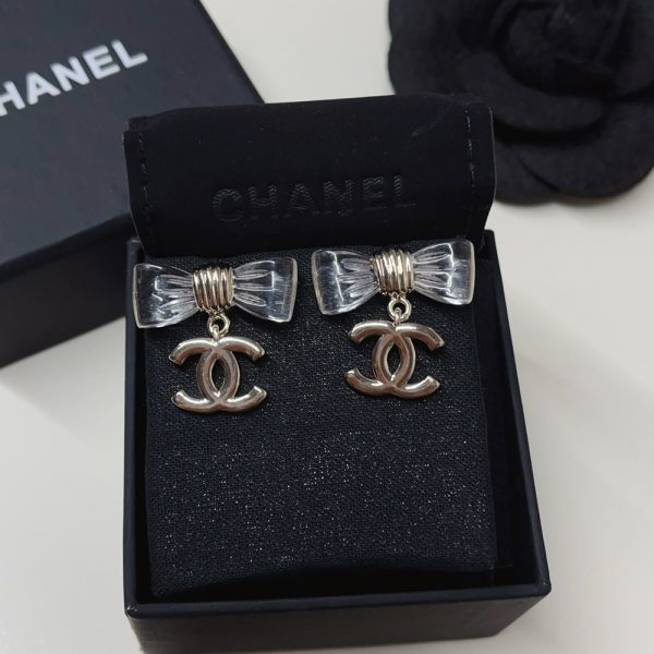 CHANEL D25 CC BOW EARRINGS GOLD METAL ABF537 B19997 NAFVG