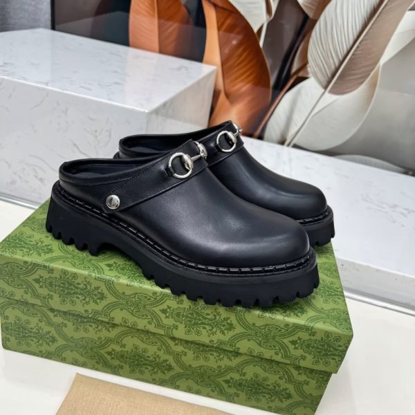 GUCCI WOMEN MULE WITH HORSEBIT BLACK LEATHER ‎835829 AADCW 1000