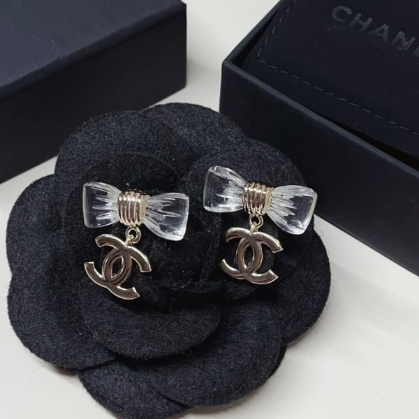 CHANEL D25 CC BOW EARRINGS GOLD METAL ABF537 B19997 NAFVG