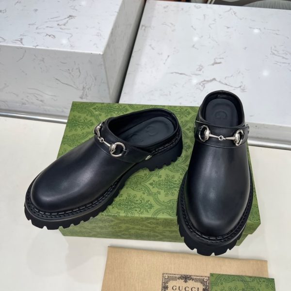 GUCCI WOMEN MULE WITH HORSEBIT BLACK LEATHER ‎835829 AADCW 1000