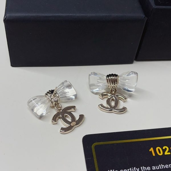 CHANEL D25 CC BOW EARRINGS GOLD METAL ABF537 B19997 NAFVG
