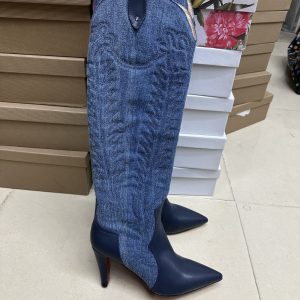 CHRISTIAN LOUBOUTIN SANTIA BOTTA 85 BOOTS DENIM BLUE 32405166603