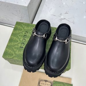 GUCCI WOMEN MULE WITH HORSEBIT BLACK LEATHER ‎835829 AADCW 1000