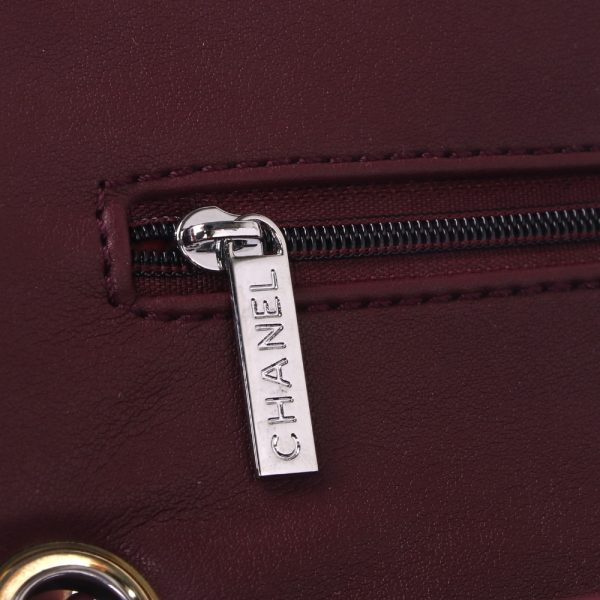 CHANEL MEDIUM CLASSIC DOUBLE FLAP BURGUNDY SILVER HARDWARE 27CM