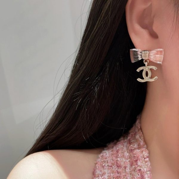 CHANEL D25 CC BOW EARRINGS GOLD METAL ABF537 B19997 NAFVG