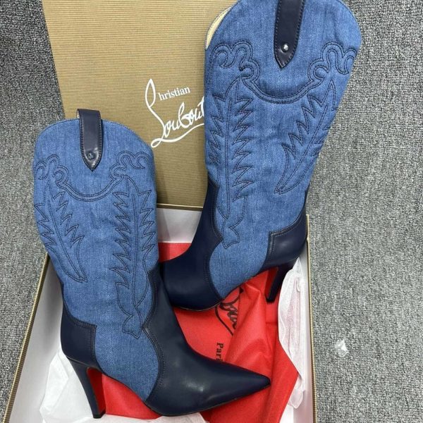 CHRISTIAN LOUBOUTIN SANTIABOOTY 85 BOOTS DENIM BLUE 32404636603
