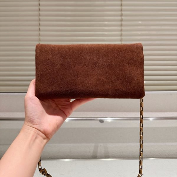 SAINT LAURENT REVERSIBLE KATE MEDIUM IN SUEDE BROWN 22CM 5538041S78W7761