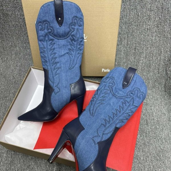 CHRISTIAN LOUBOUTIN SANTIABOOTY 85 BOOTS DENIM BLUE 32404636603