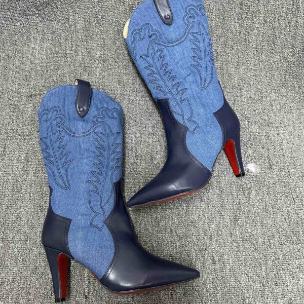 CHRISTIAN LOUBOUTIN SANTIABOOTY 85 BOOTS DENIM BLUE 32404636603