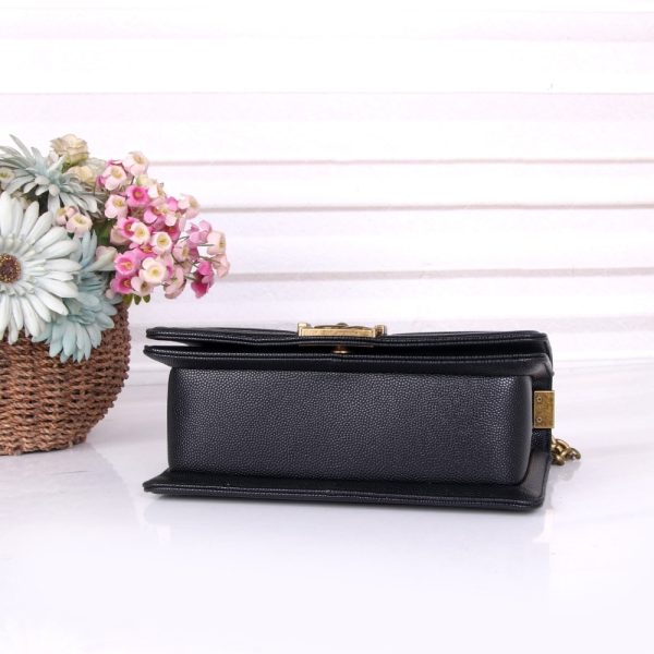 CHANEL MEDIUM BOY BAG BLACK GOLD HARDWARE 25CM