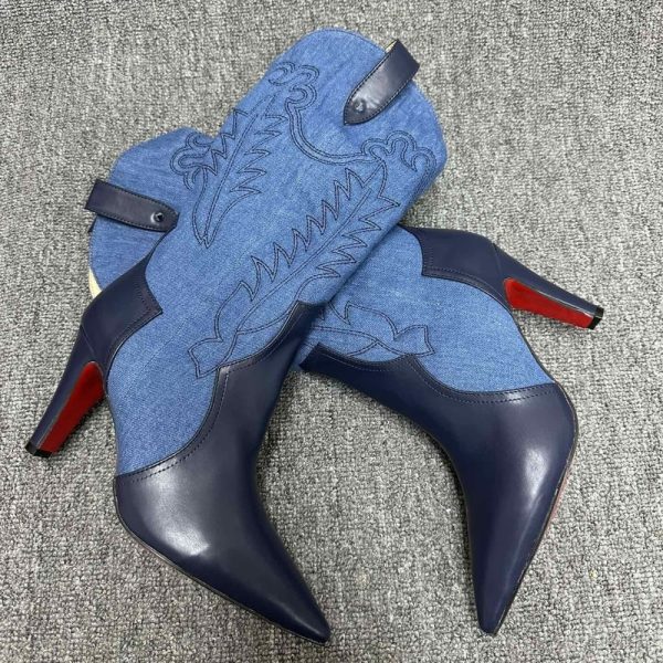 CHRISTIAN LOUBOUTIN SANTIABOOTY 85 BOOTS DENIM BLUE 32404636603