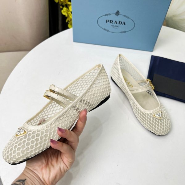 PRADA MESH FABRIC BALLERINAS BEIGE 1F915N 099 F0485 F 005