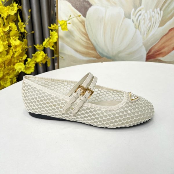 PRADA MESH FABRIC BALLERINAS BEIGE 1F915N 099 F0485 F 005