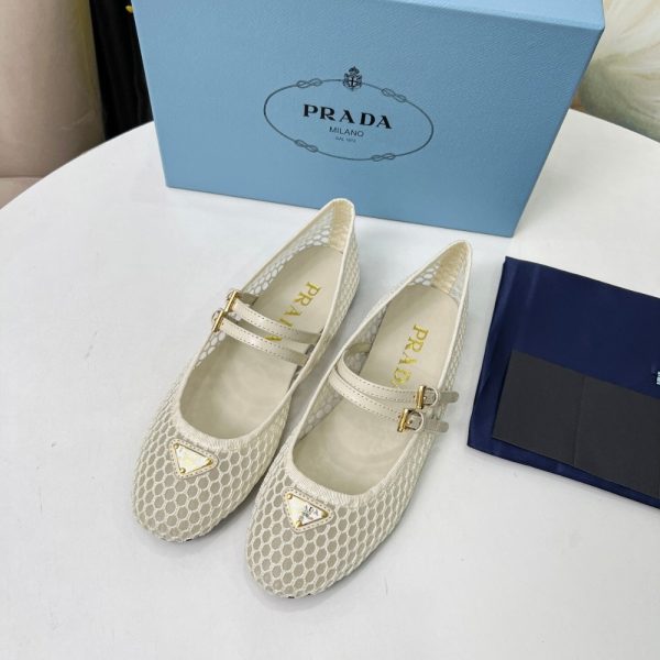 PRADA MESH FABRIC BALLERINAS BEIGE 1F915N 099 F0485 F 005