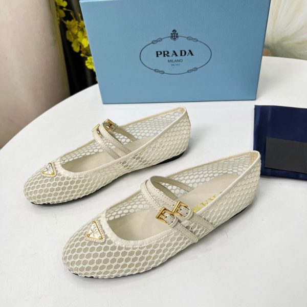 PRADA MESH FABRIC BALLERINAS BEIGE 1F915N 099 F0485 F 005