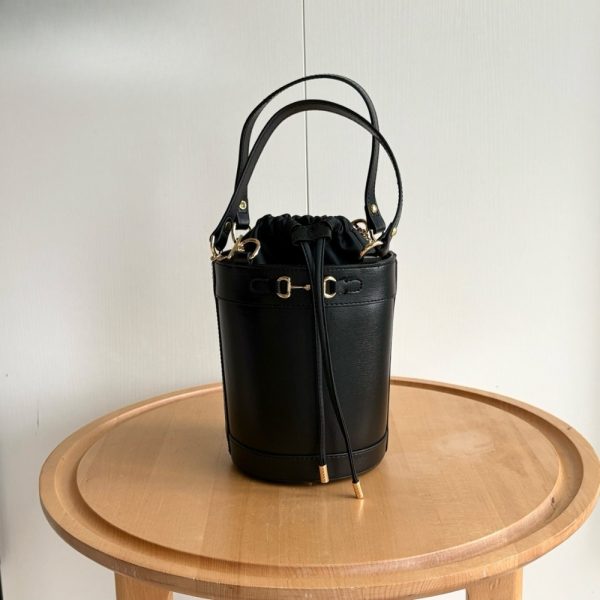 GUCCI HORSEBIT 1955 SMALL BUCKET BAG BLACK 16CM 637115 1DBYG 1000