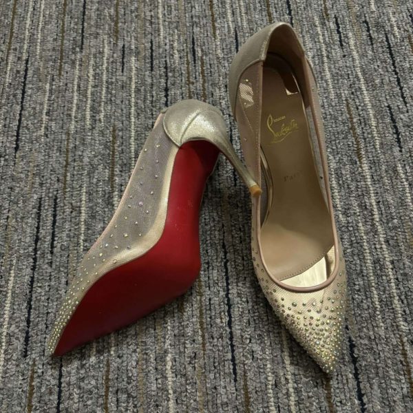 CHRISTIAN LOUBOUTIN FOLLIES STRASS 100 BEIGE 3180466F065