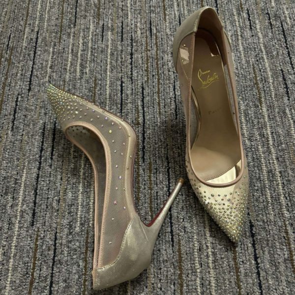 CHRISTIAN LOUBOUTIN FOLLIES STRASS 100 BEIGE 3180466F065