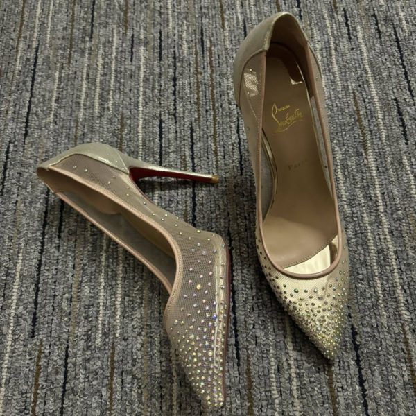 CHRISTIAN LOUBOUTIN FOLLIES STRASS 100 BEIGE 3180466F065