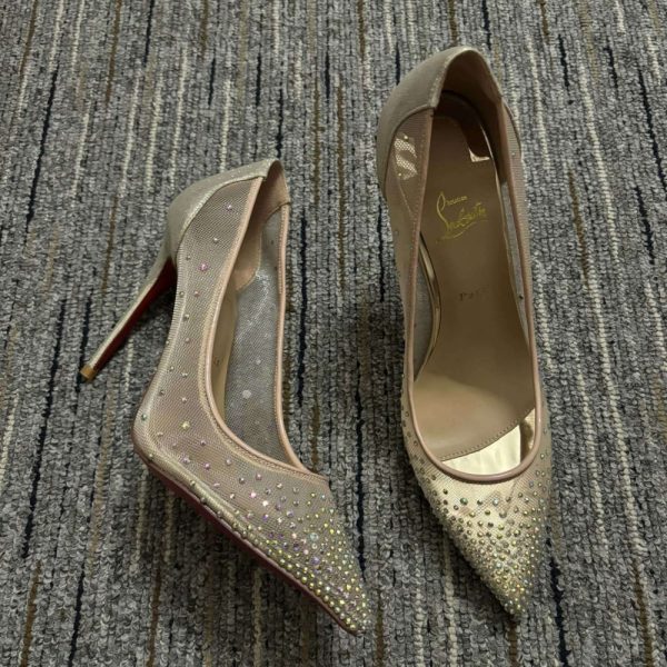 CHRISTIAN LOUBOUTIN FOLLIES STRASS 100 BEIGE 3180466F065