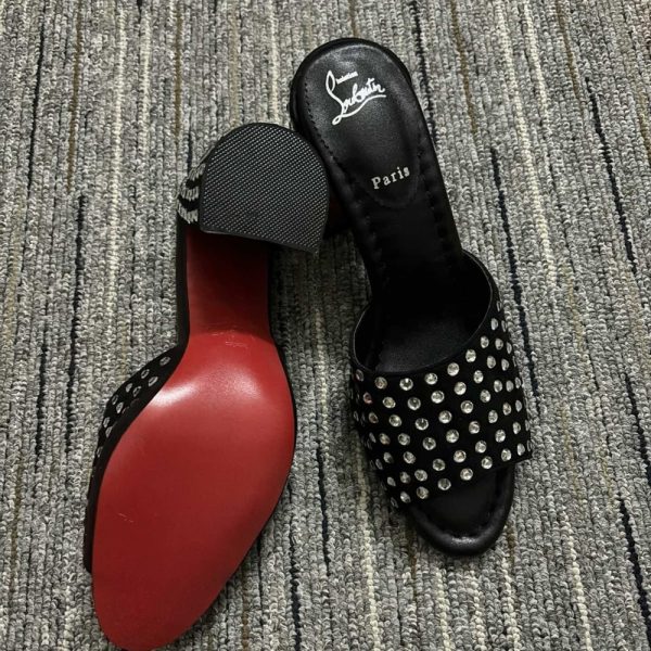 CHRISTIAN LOUBOUTIN JANE 85 BLACK STRASS MULES 1240729T023
